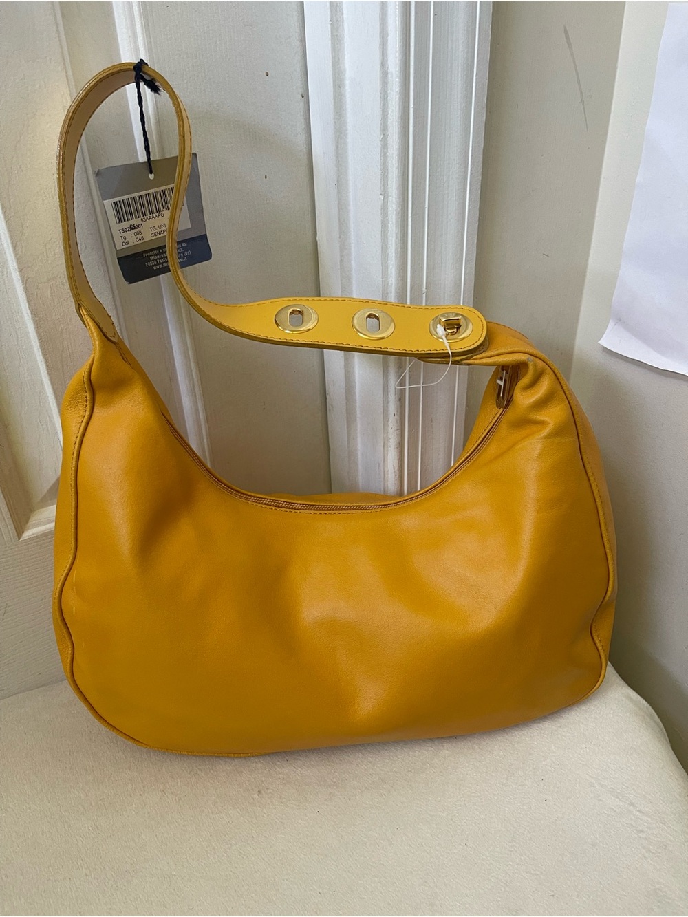 TOSCA BLU Mustard Yellow Leather Shoulder Bag